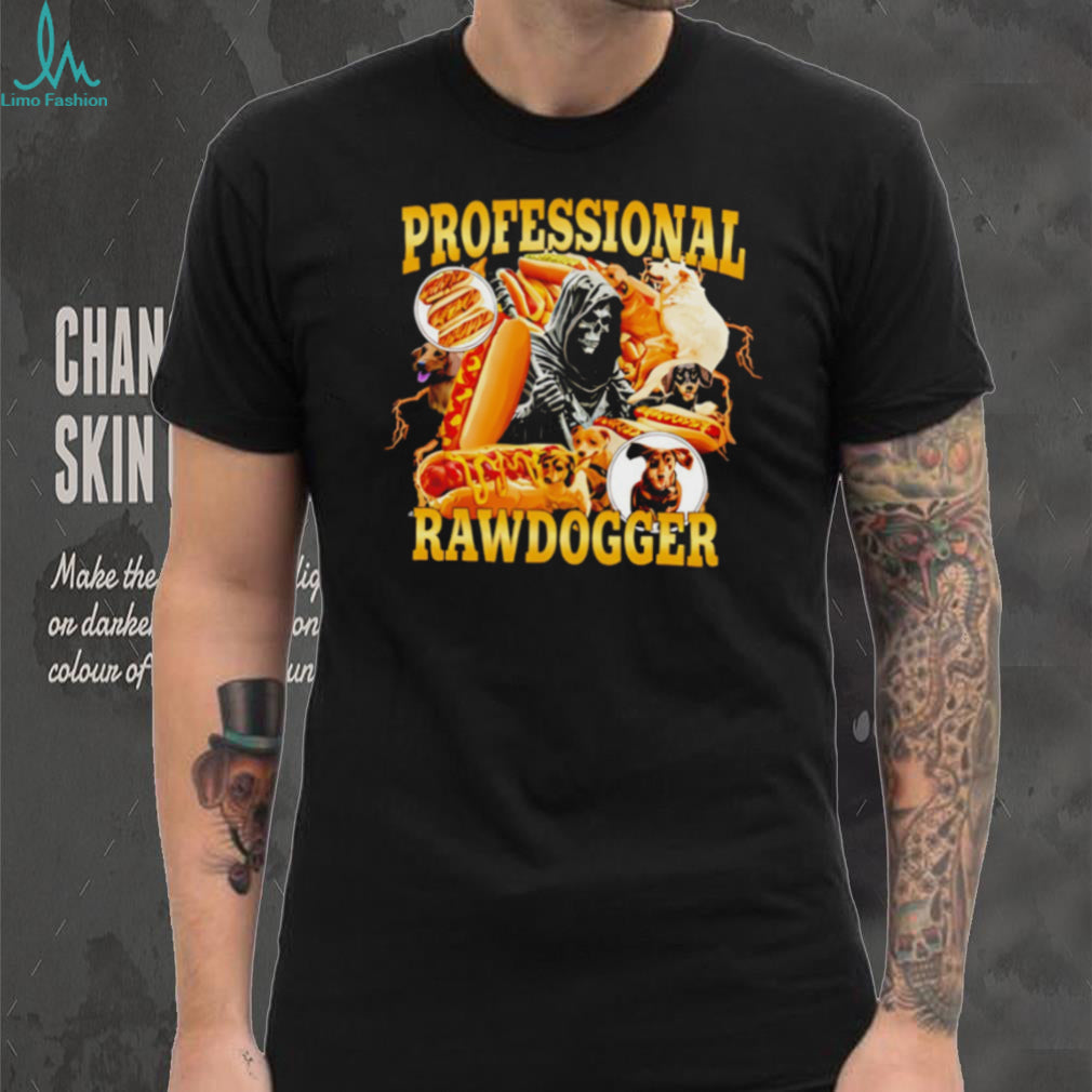 Professional Rawdogger Funny Grim Reaper Hot Dog T Shirt