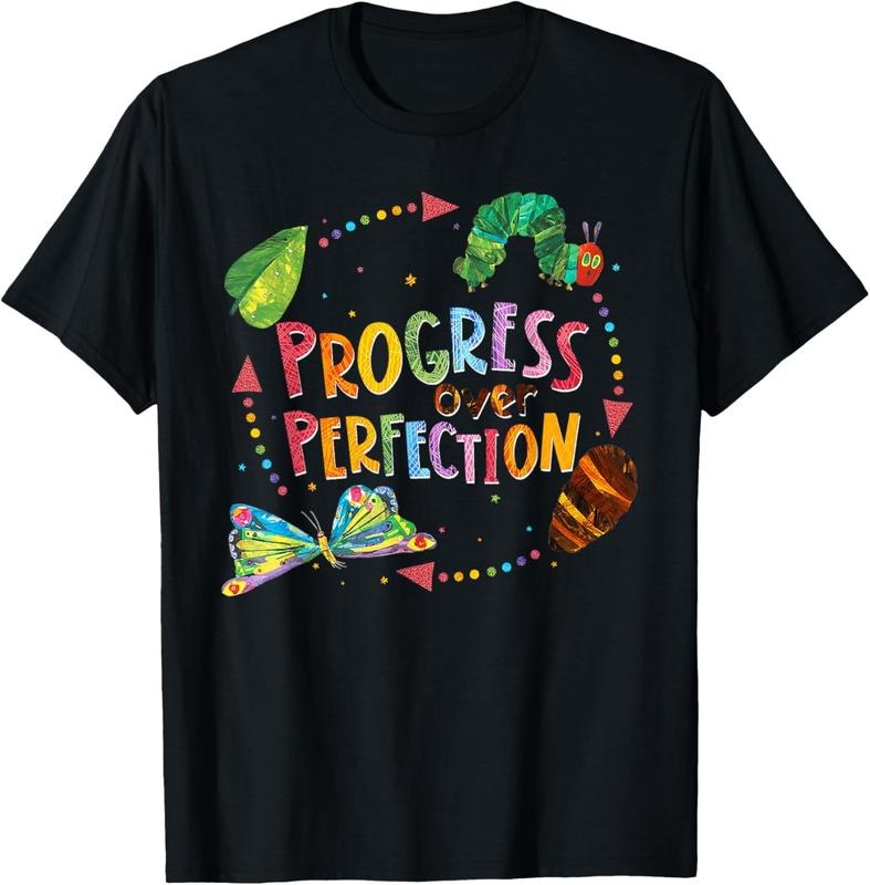 Progress Over Perfection Caterpillar Back To School Teacher T-Shirt Hoodie, Sweatshirt | PodTeesHub.com