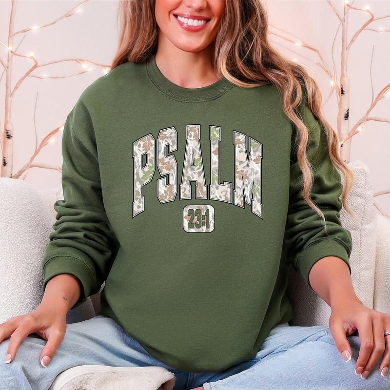 Psalm 23, Camo, Christmas, Faith, Gospel Sweatshirt, Crew Neck, Women's, Crewneck T-Shirts, Hoodie | PodTeesHub.com