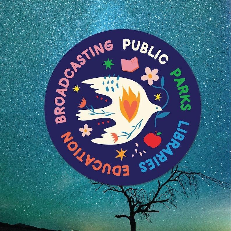 Public Parks Libraries Education Broadcasting Dove Sticker Pro Public Services Vinyl Decal Progressive Gift Laptop Water...