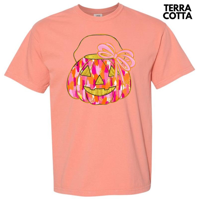 Pumpkin Pail Brushstroke Comfort Colors T-Shirt 'NLB' Hoodie, Sweatshirt | PodTeesHub.com