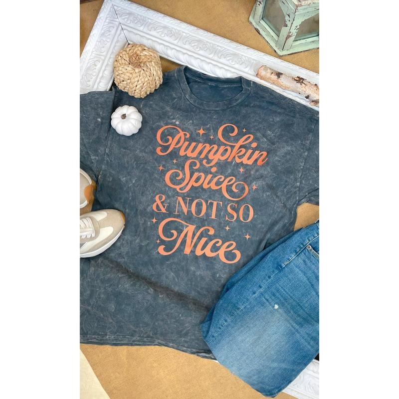Pumpkin Spice & Not So Nice Fall Mineral Washed Graphic Shirt Hoodie, Sweatshirt | PodTeesHub.com
