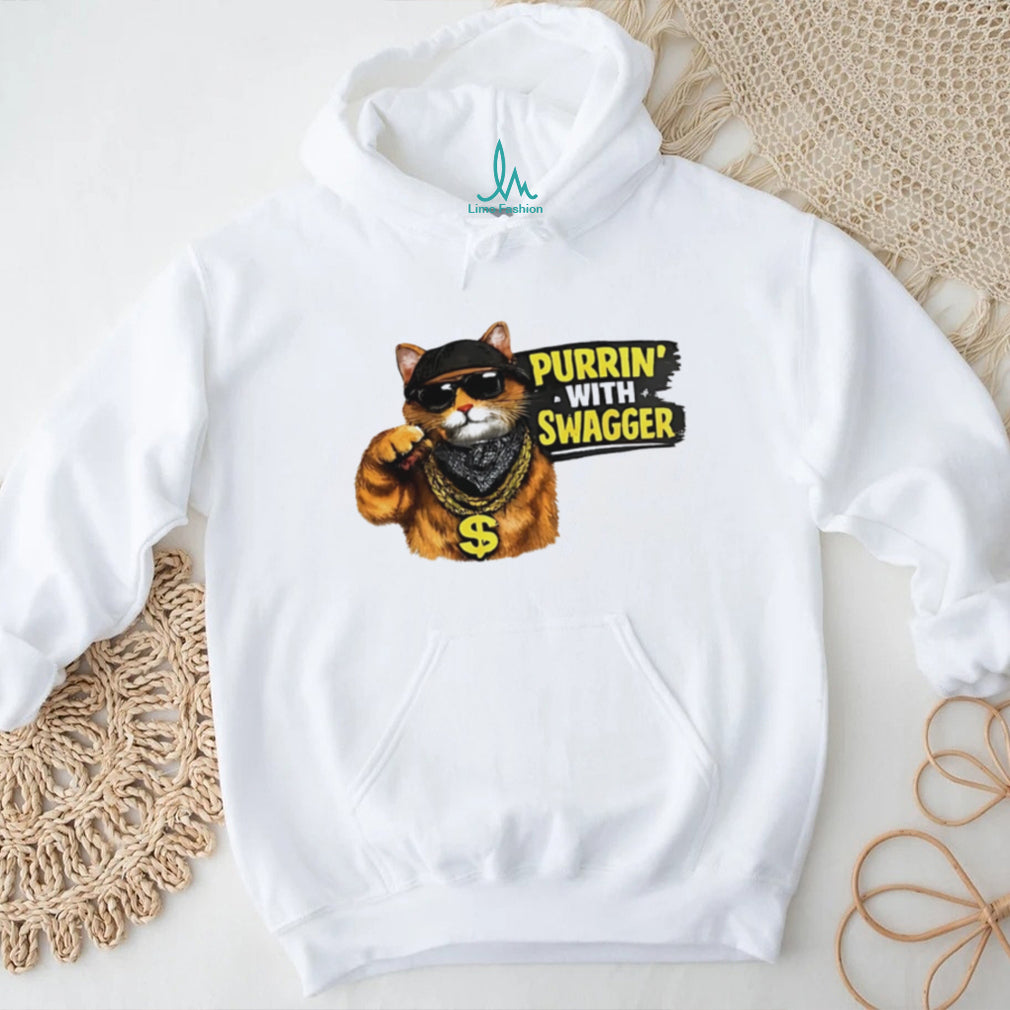 Purrin’ with swagger cat gangter shirt