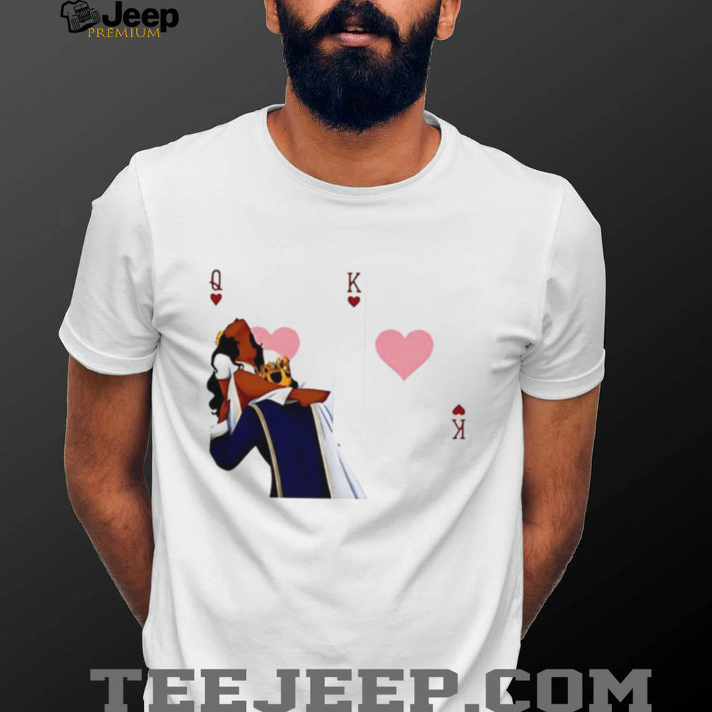 Queen and King of Hearts playing card couple romantic shirt