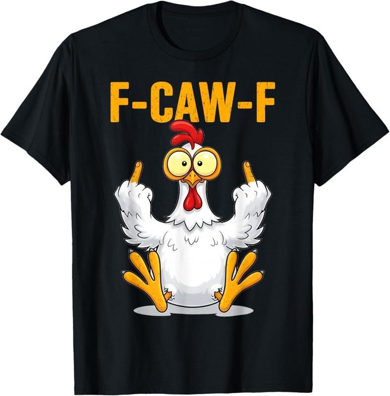 Quote Rooster Meme T-Shirt, Funny chicken graphic tee with bold F-CAW-F design  Perfect gag gift for friends, family or...