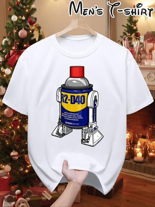 "R2-D40 Robot" Graphic Oversized T-Shirt | Multi-Color Tees with Sci-Fi Parody Print | Trendy Streetwear for Geek & Pop...