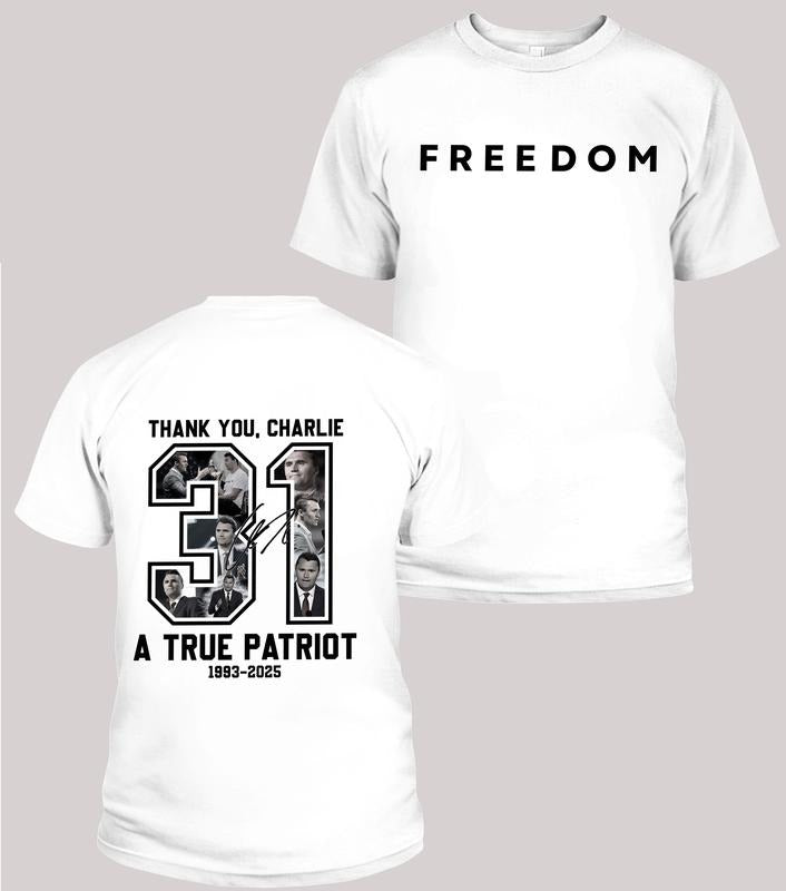 RIP Charlie Kirk 2Sides Shirt , FREEDOM Tee, True Patriot Graphic Tee, Rest In Peace Charlie Kirk, Thank you Charlie Tee...