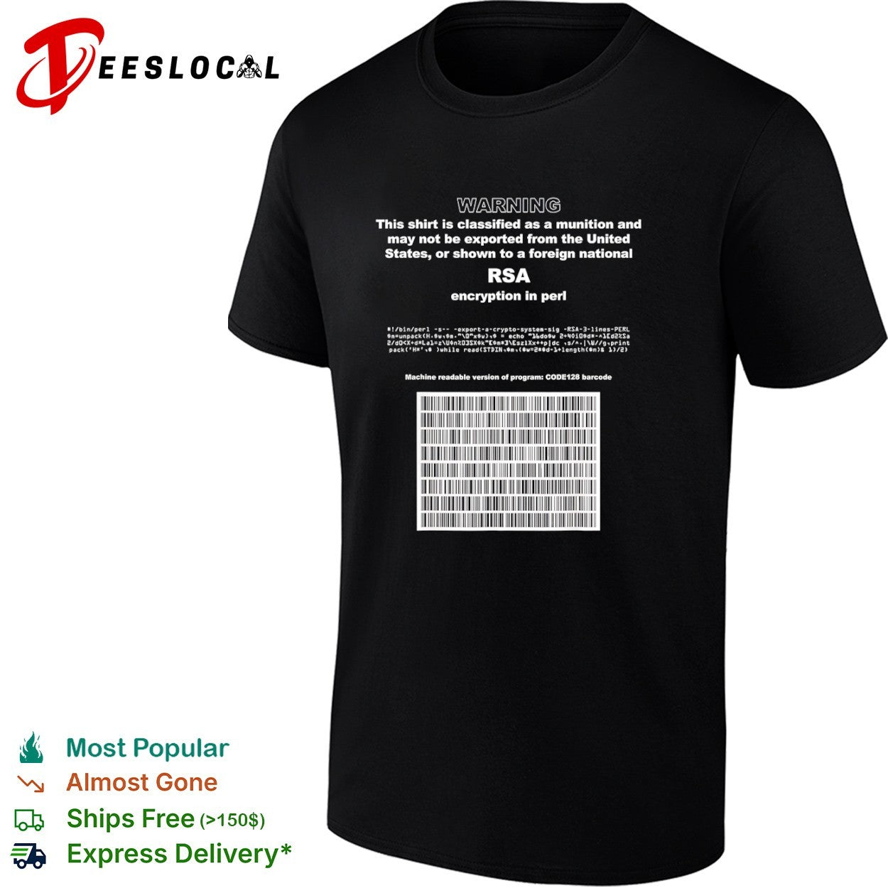 RSA encryption in Perl warning this shirt is classified as a munition barcode shirt