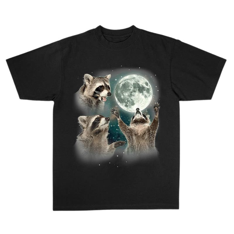Racoons Howling at the Moon T-Shirt, Racoon Meme Shirt, Racoon Moon Howling Shirt, For Men, For Women Hoodie, Sweatshirt