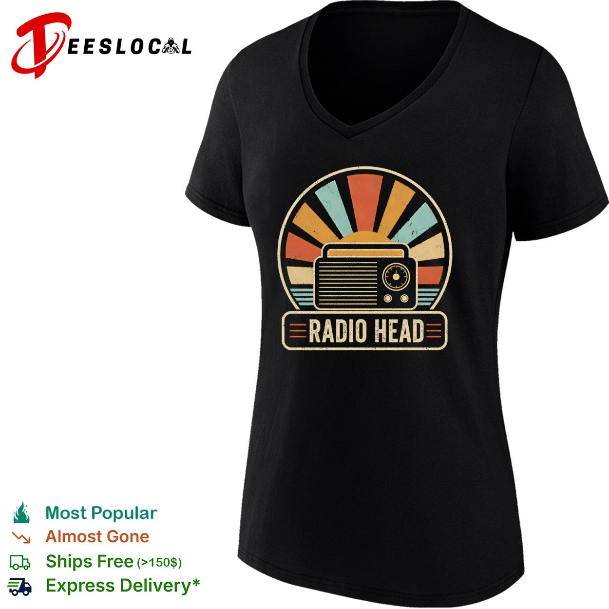 Radio Head Retro Sunset Design with Radio shirt