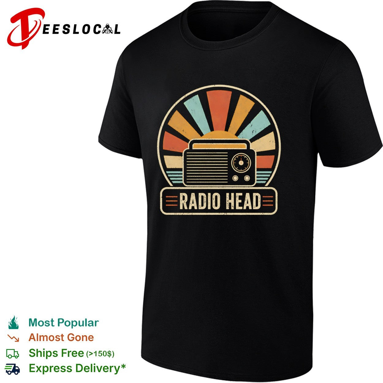 Radio Head Retro Sunset Design with Radio shirt