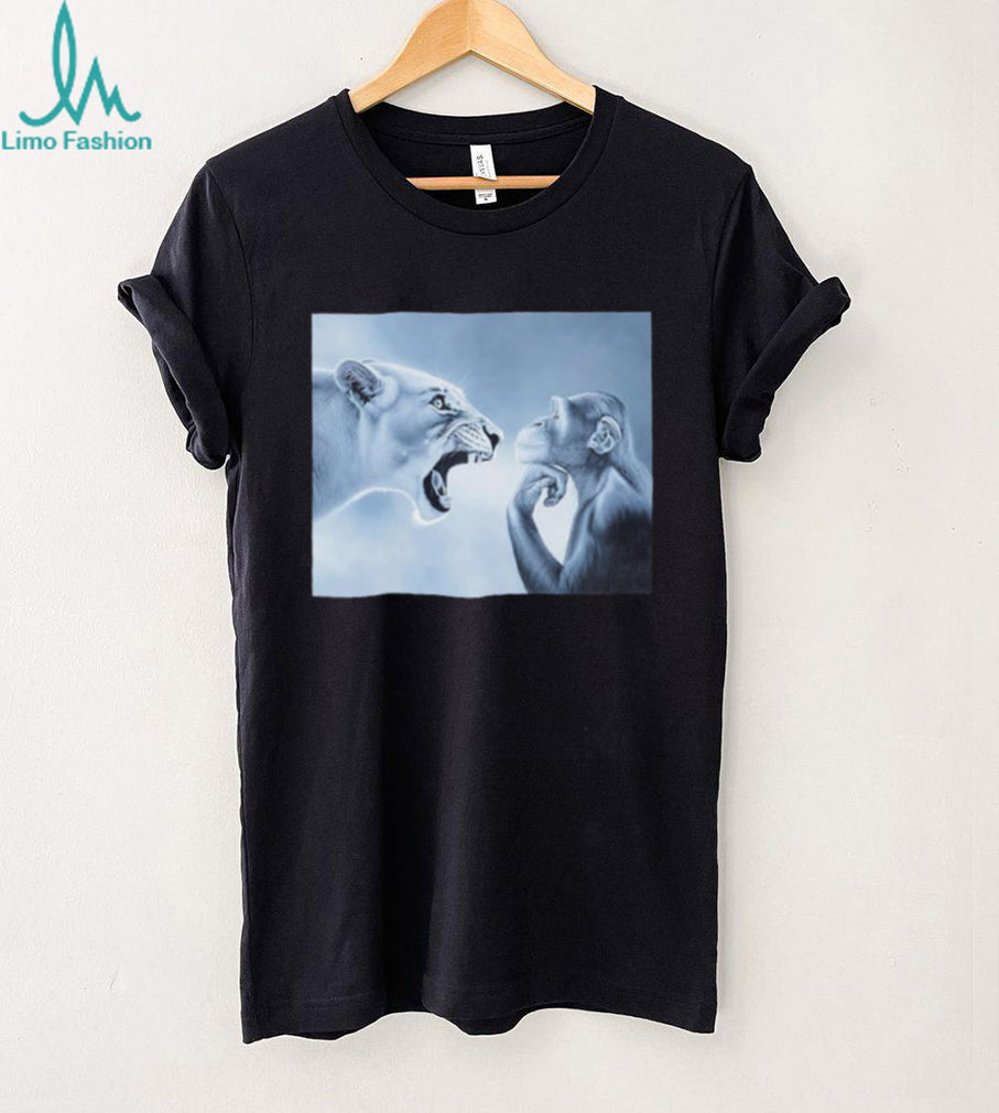 Ragebait chimpanzee and lion meme shirt