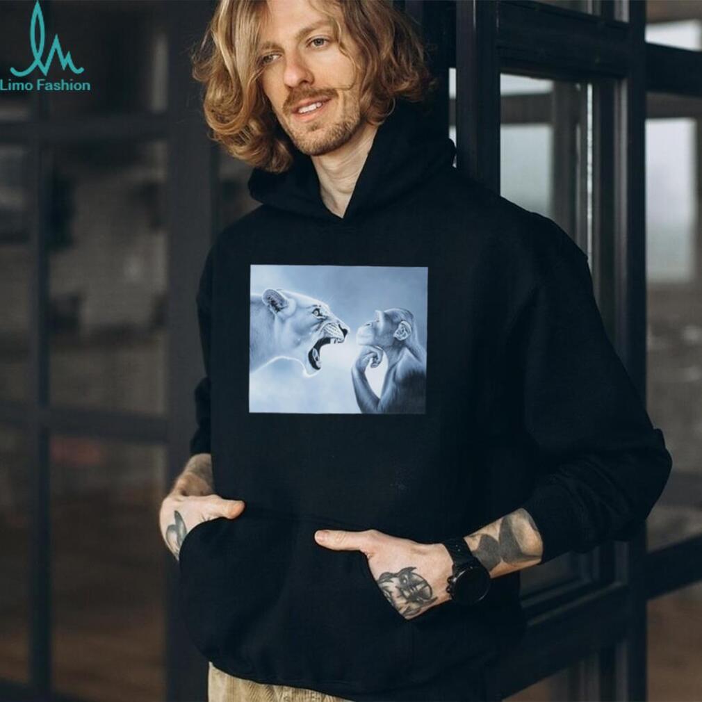 Ragebait chimpanzee and lion meme shirt