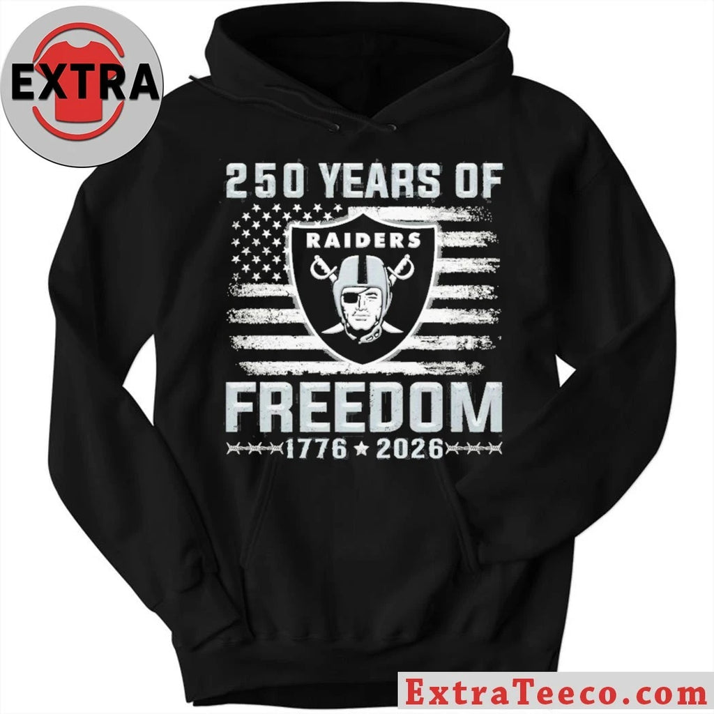 Raiders 250 Years Of Freedom 1776 2026 American Flag T-Shirt