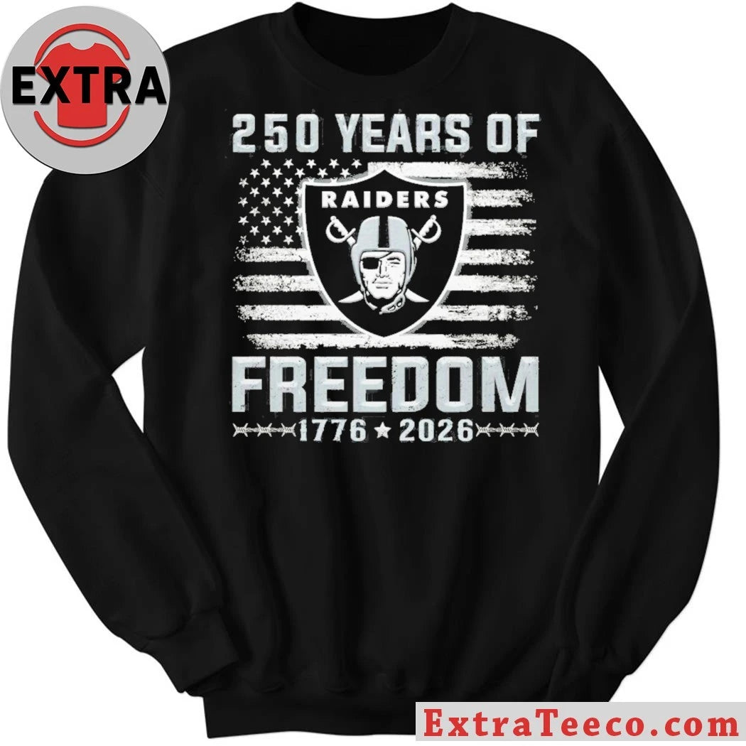Raiders 250 Years Of Freedom 1776 2026 American Flag T-Shirt
