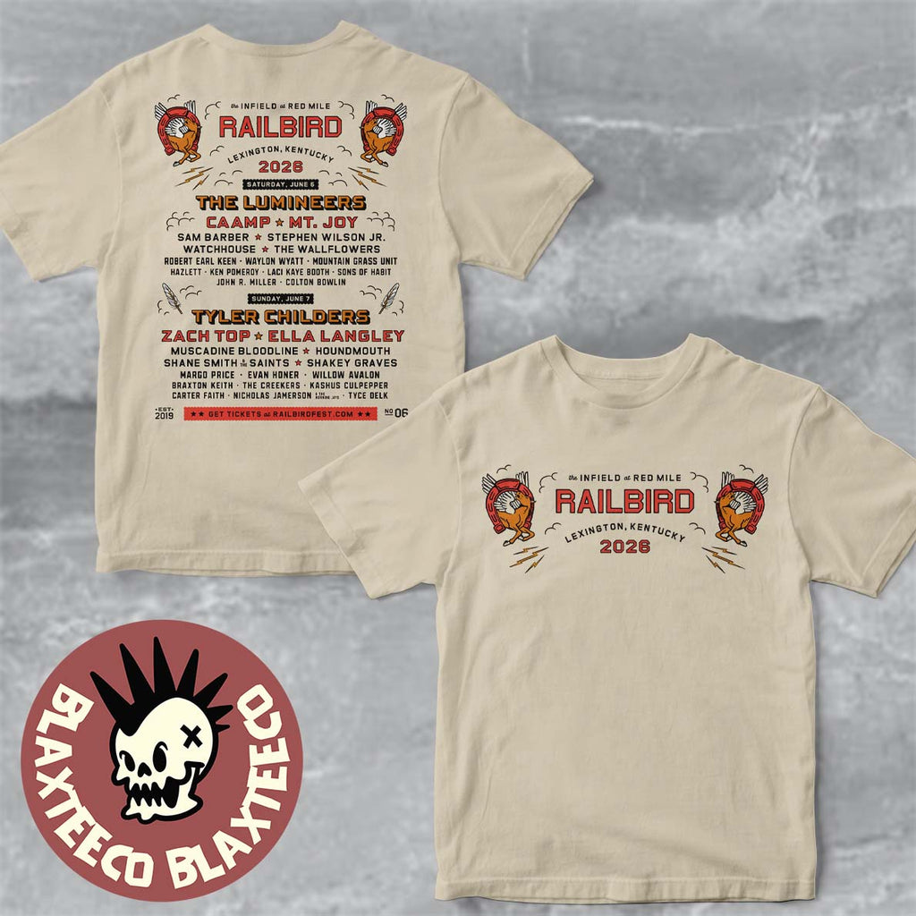 Railbird Music Festival 2026 Full Lineup In Lexington Kentucky At The Infield At Red Mile On June 6 And 7 2026 Two Sided T-Shirt