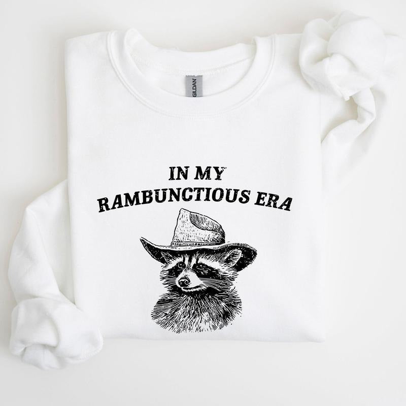 Rambunctious Era, Raccoon, Meme, Aesthetic, Funny Sweatshirt, Women's Crew Neck, Crewneck T-Shirts, Hoodie | PodTeesHub.com