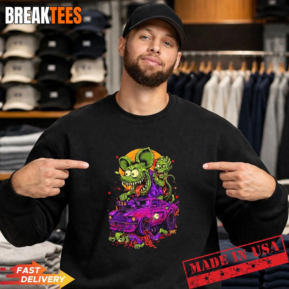 Rat Fink vs Zombies horror graphic T-Shirt