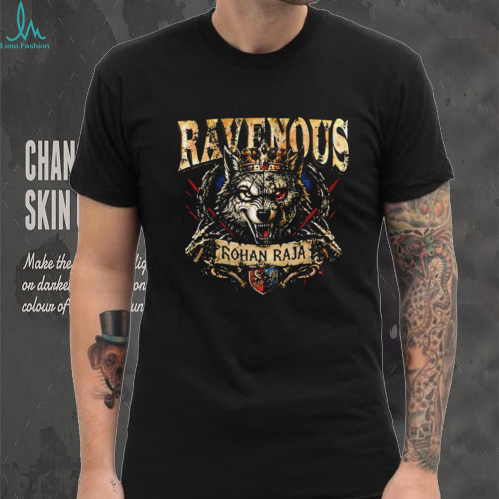Ravenous Rohan Raja wolf wearing crown illustration shirt