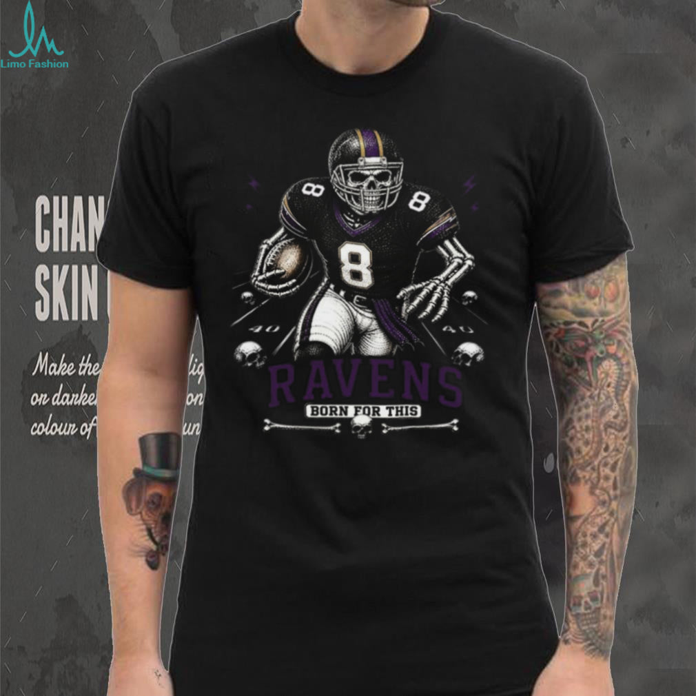 Ravens Football Skull Born For This Retro Vintage Game Day Gift Fans Men Women Shirt