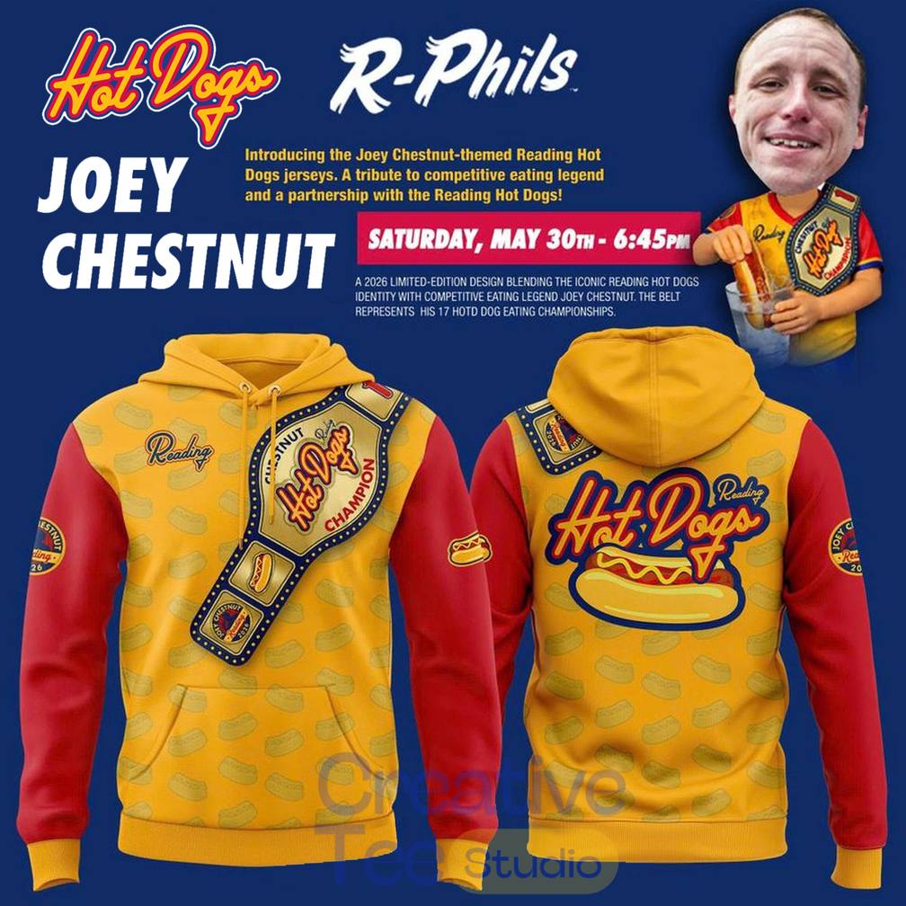 Reading Fightin Phils 2026 Hot Dogs Joey Chestnut Night Hoodie