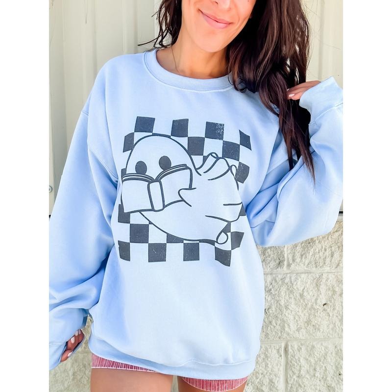 Reading Ghost Checkered Graphic Pullover T-Shirts, Hoodie, Sweatshirt | PodTeesHub.com