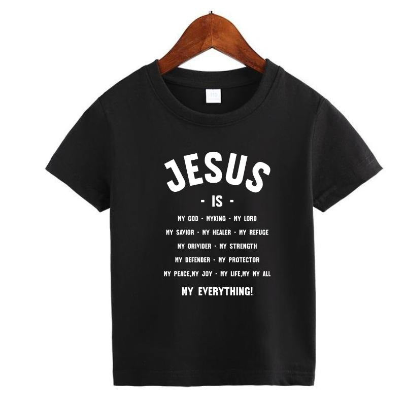 Ready Stock Kid Boys Jesus Lover Christening T-shirt GOD FIRST BRO Letter Print Cute&Cozy Tops Size: 100-150 Clothing...