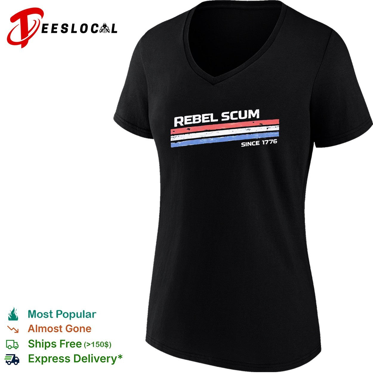 Rebel Scum since 1776 patriotic stripes shirt