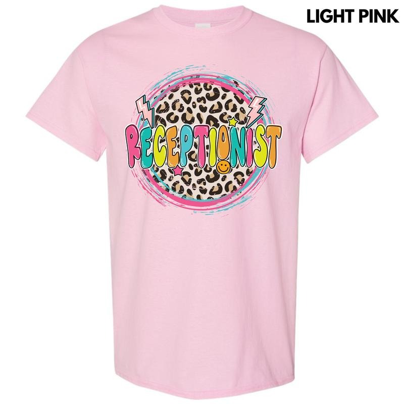 Receptionist Leopard Gildan Short Sleeve T-Shirt 'NLB' Hoodie, Sweatshirt | PodTeesHub.com