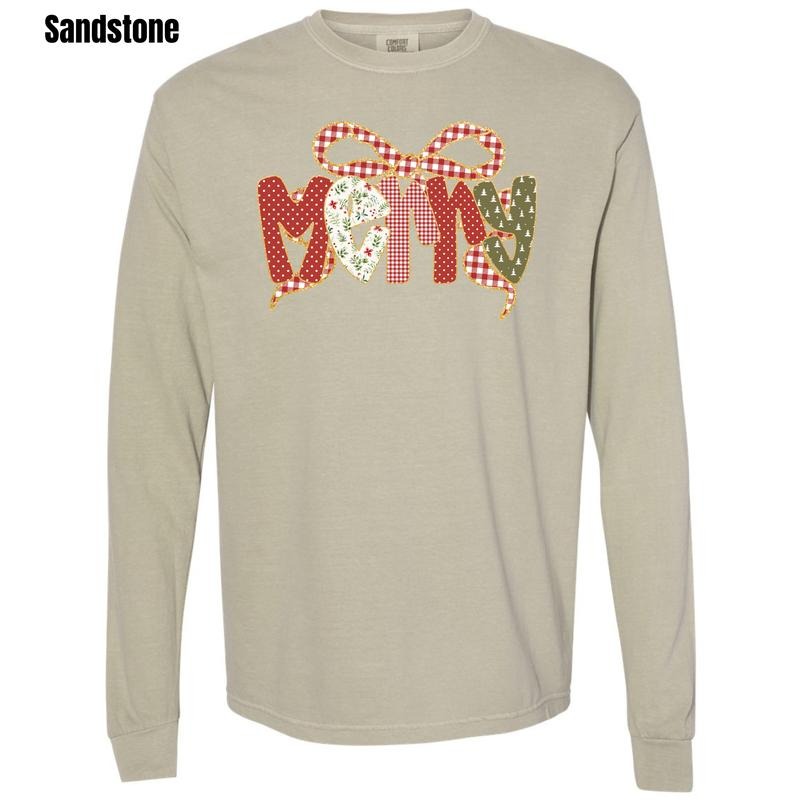 Red & Green Patterned Long Sleeve Merry Comfort Colors T-Shirt 'NLB' Hoodie, Sweatshirt | PodTeesHub.com