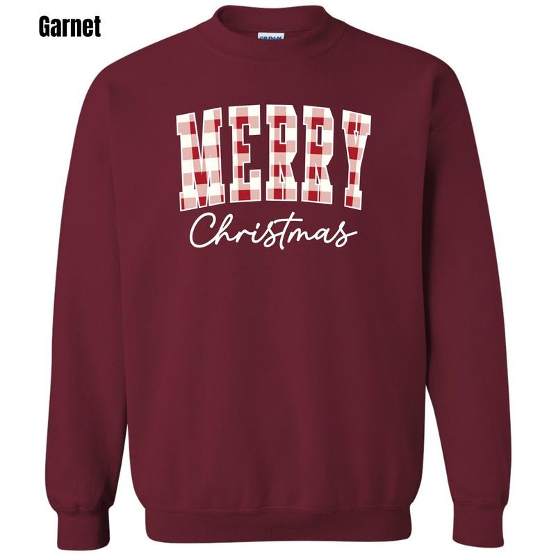 Red Gingham Merry Christmas Sweatshirt 'NLB' T-Shirts, Hoodie | PodTeesHub.com