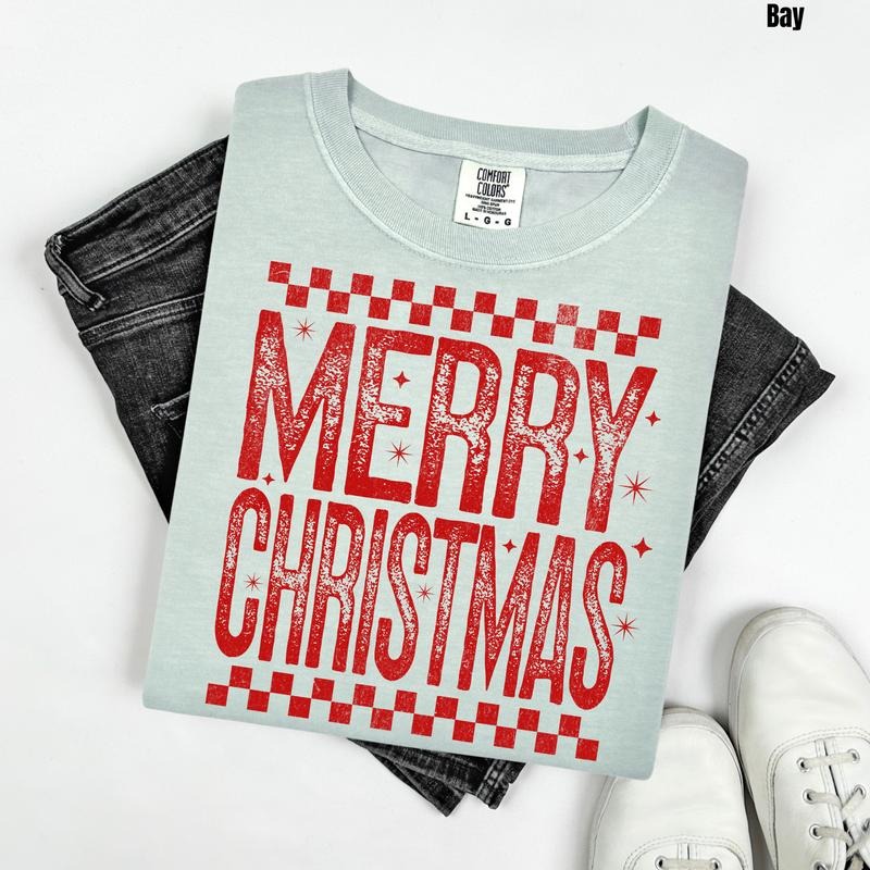 Red Merry Christmas Comfort Colors T-Shirt 'NLB' Hoodie, Sweatshirt | PodTeesHub.com