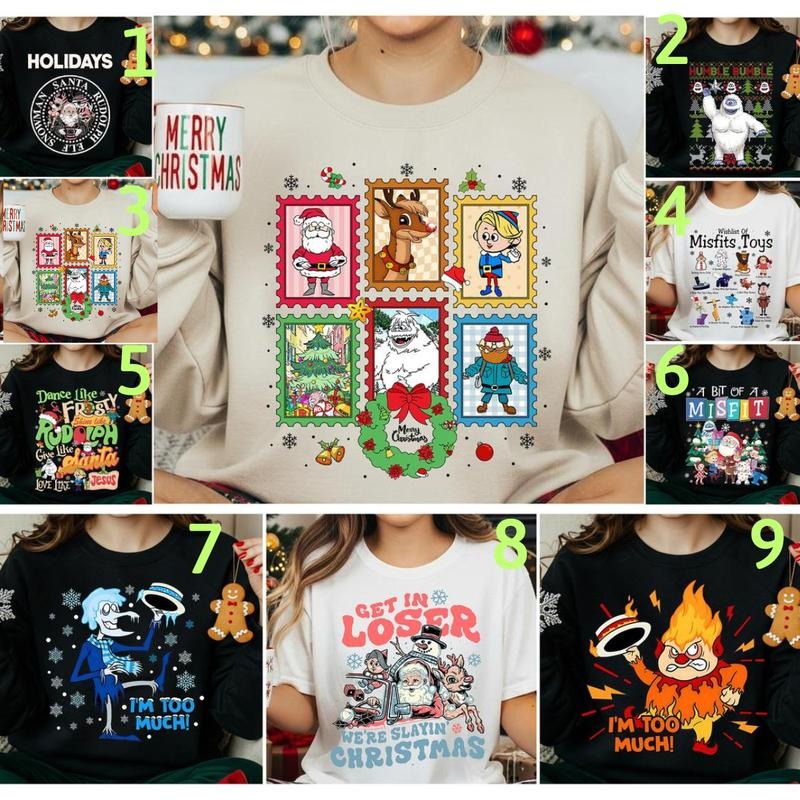 Red Nosed Reindeer Christmas Sweatshirt, Rudolph and Friend Xmas Sweatshirt, Christmas Movie Gift, Coupon T-Shirts, Hoodie