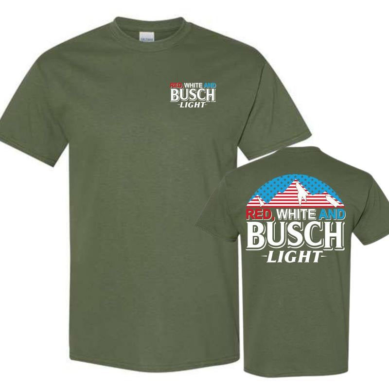 Red White And Busch Light 2 Sided T-shirt - For Men,For Women Hoodie, Sweatshirt | PodTeesHub.com