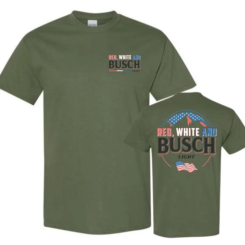 Red White And Busch Light Unisex Colors Shirt, Vintage 4th of July Shirt, Beer Shirt, Independence Day Shirt, Patriotic...