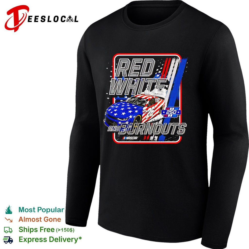 Red White and Burnouts 250 Nascar Chevrolet Camaro 26 Racing speed shirt
