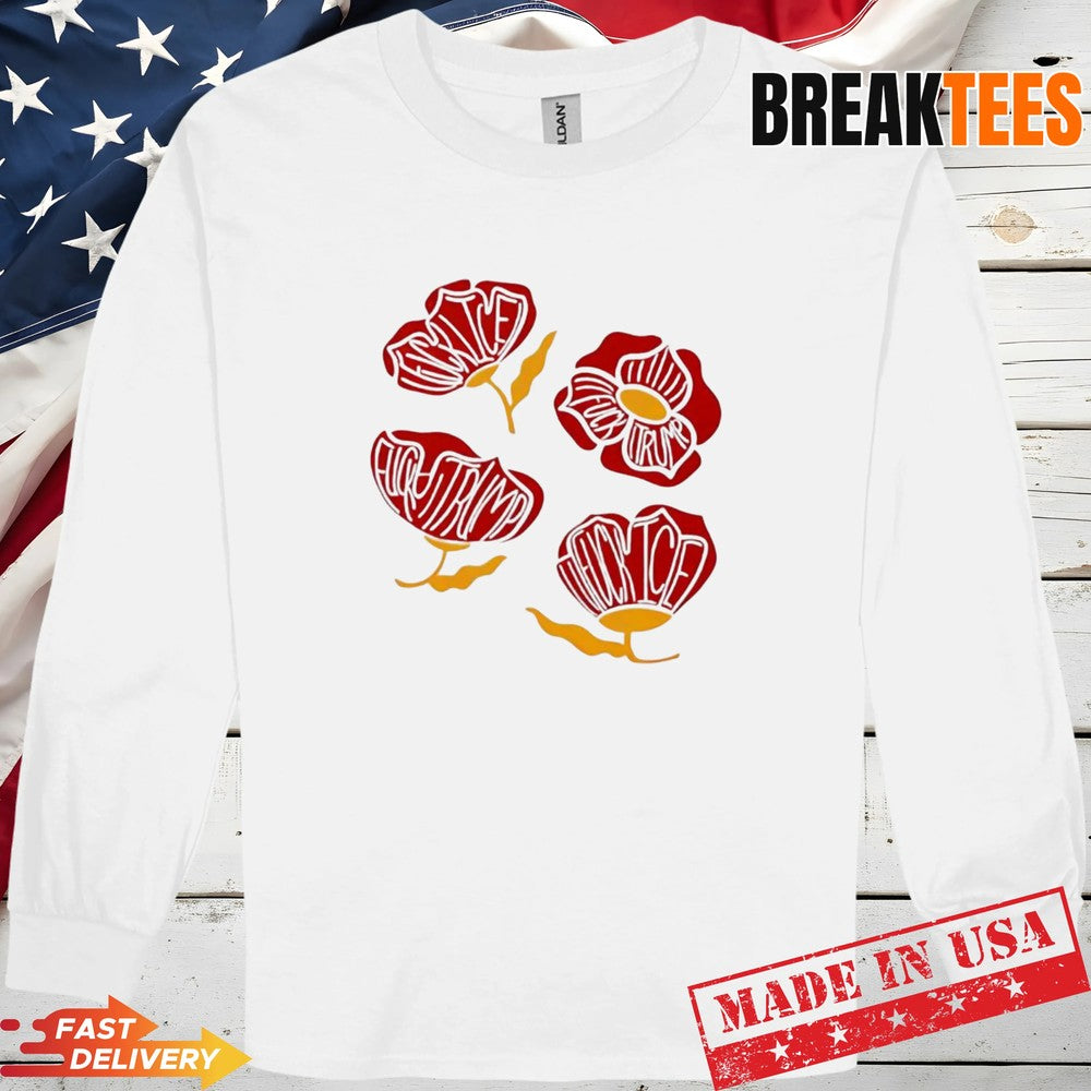 Red poppy floral fuck Trump sarcastic t-shirt