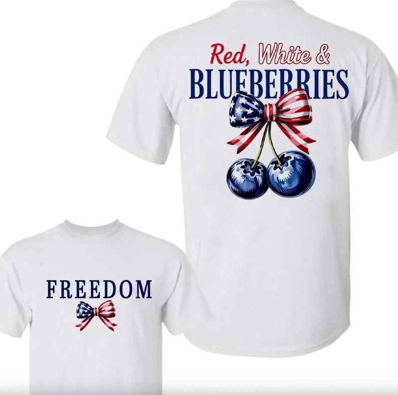 Red, White And Blueberries T-Shirt C.K., C.K. Inspired, Memorial Freedom Shirt, CLassic Cotton Shirt For Men And Women,...