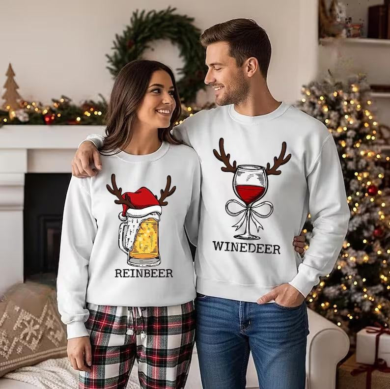 Reinbeer and Winedeer couple sweatshirt