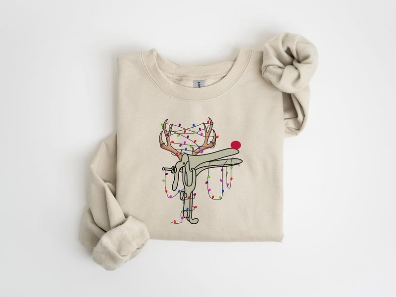 Reindeer Speculum Nurse Sweatshirt, Funny Christmas Nurse Shirt, Gift For Nurse, Funny OBGYN Nurse Sweater Hoodie