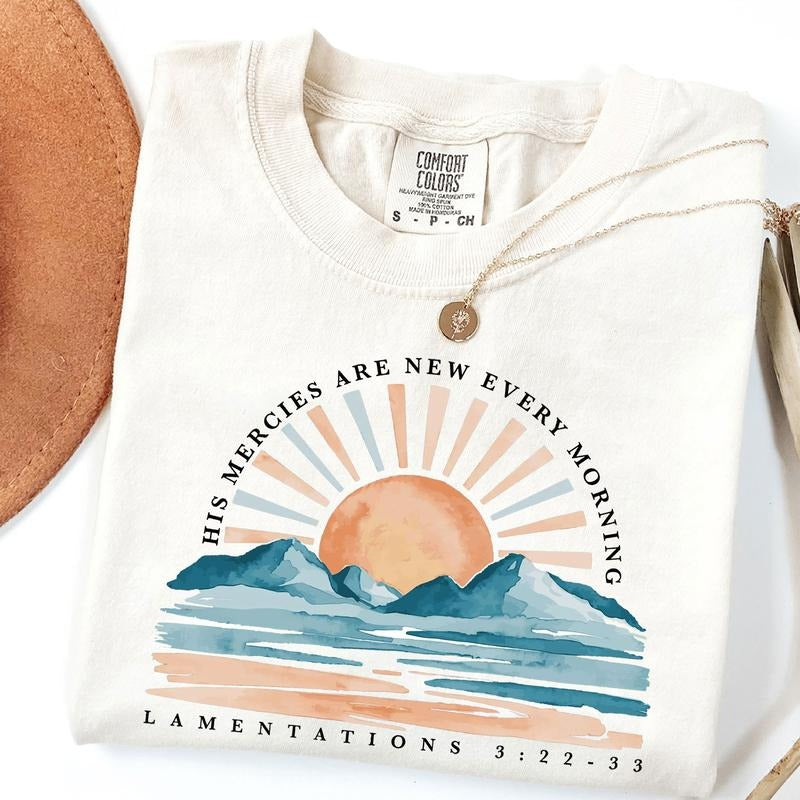 Religious Shirt, Christian Shirt, Inspirational Clothing, Faithful Shirt, Bible Verse Tee, His Mercies Are New Every...