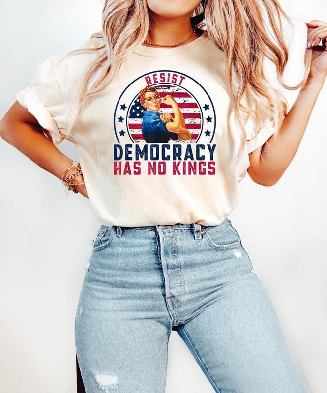 Resist Democracy Has No Kings Shirt, Patriotic Political T-Shirt, Resist Democracy Has No Kings T Shirt, Patriotic...
