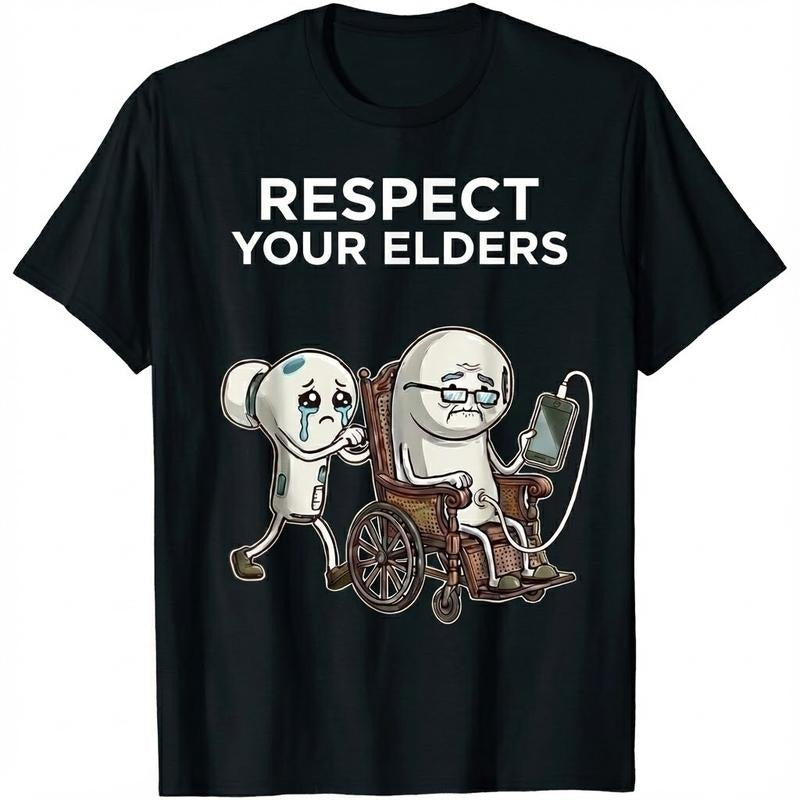 "Respect Your Elders" Funny Graphic Tee - Unique Print T-Shirt for Men & Women - Cool, Comfy & Stylish Cotton Top -...