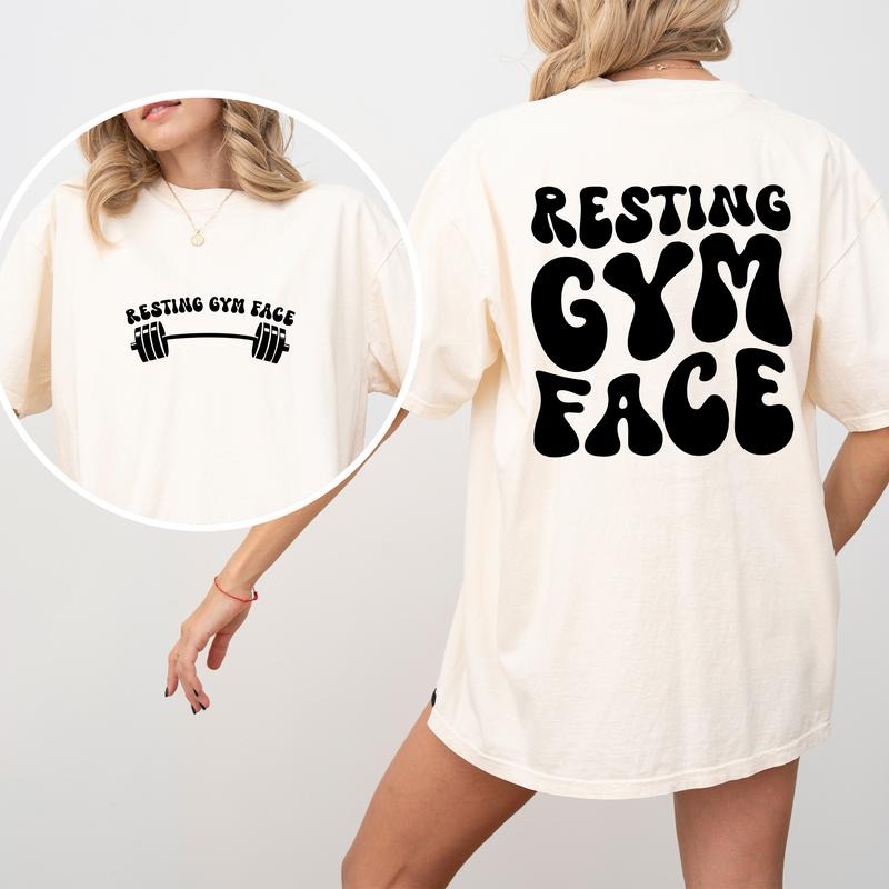 Resting Gym Face Shirt Comfort Colors, Funny Workout Crewneck Women Tee, Women's Gym Gifts, Sorry for the Resting Gym...