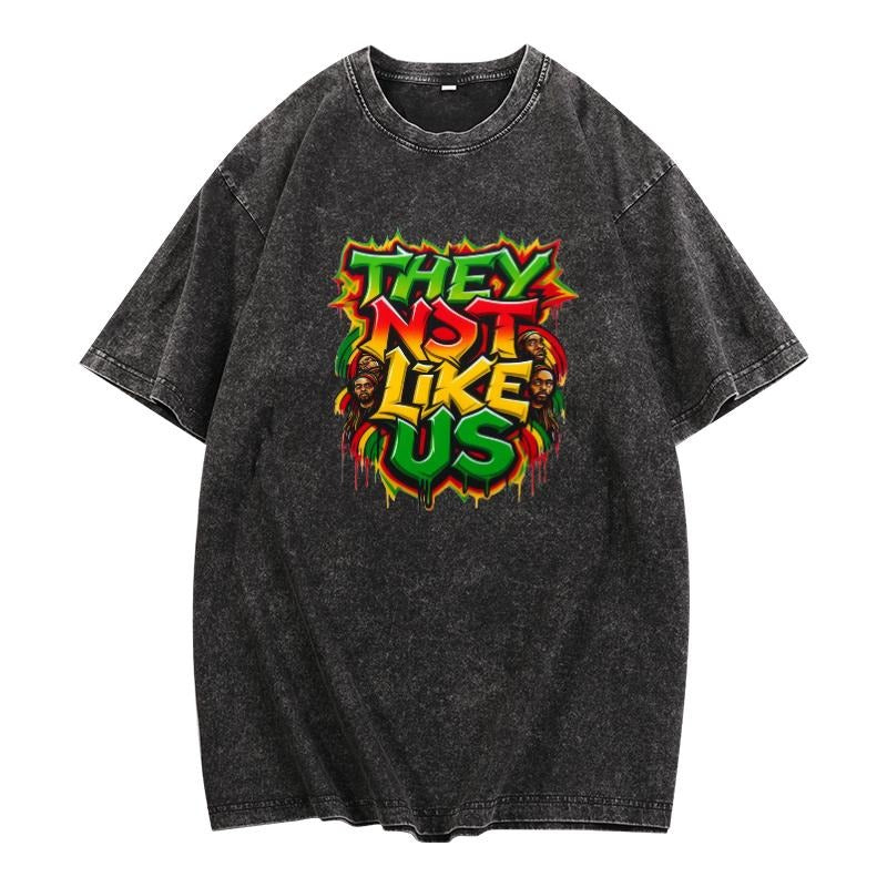 Retro - trendy Washed Tee: "THEY NOT LIKE US" with Vibrant Typography, Showcasing Individuality Hoodie, Sweatshirt |...