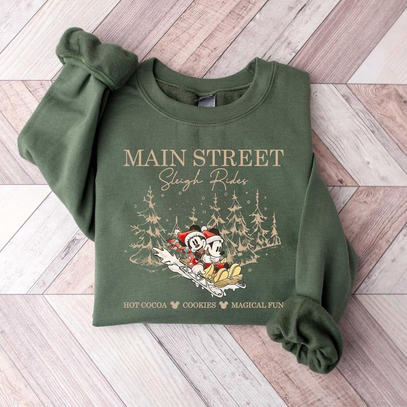 Retro #Miickeyyy Minnie Main Street Sleigh Rides Sweatshirt, #Miickeyyy Minnie Christmas Sweatshirt, Family Trip 2025...