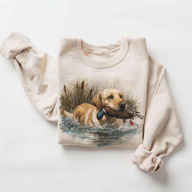 Retro 90's Golden Retriever Dog Vintage Mallard Duck Hunting Unisex Sweatshirt #DICH T-Shirts, Hoodie | PodTeesHub.com