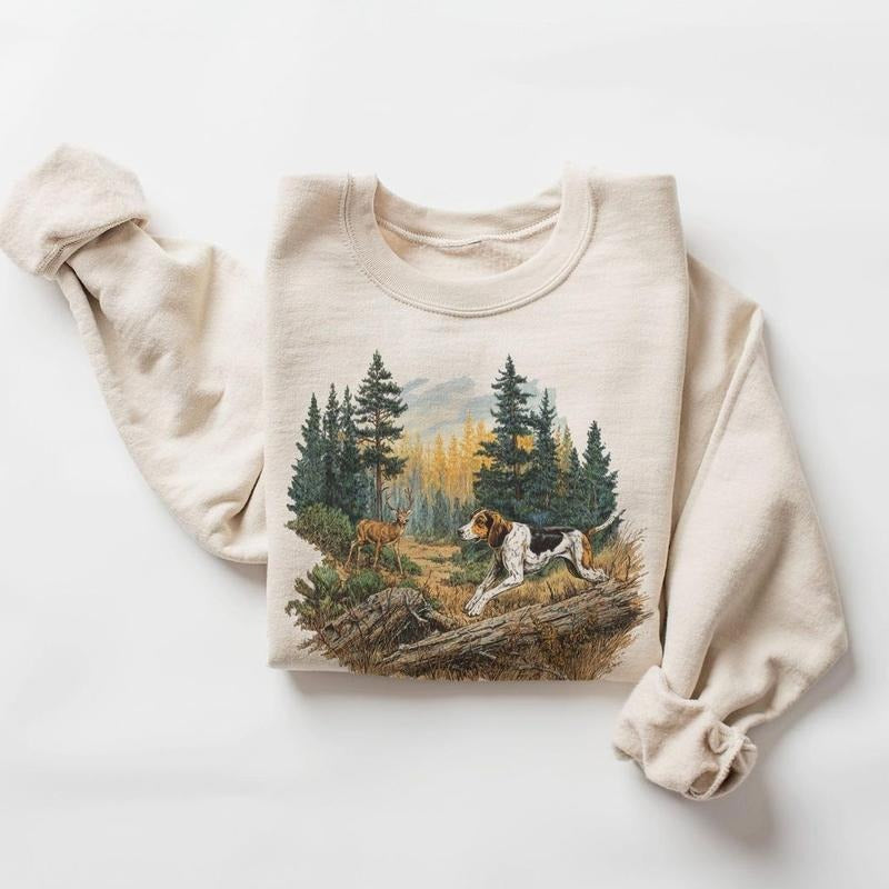 Retro 90's Walker Hound Running Down Buck Deer Vintage Hunting Unisex Sweatshirt T-Shirts, Hoodie | PodTeesHub.com