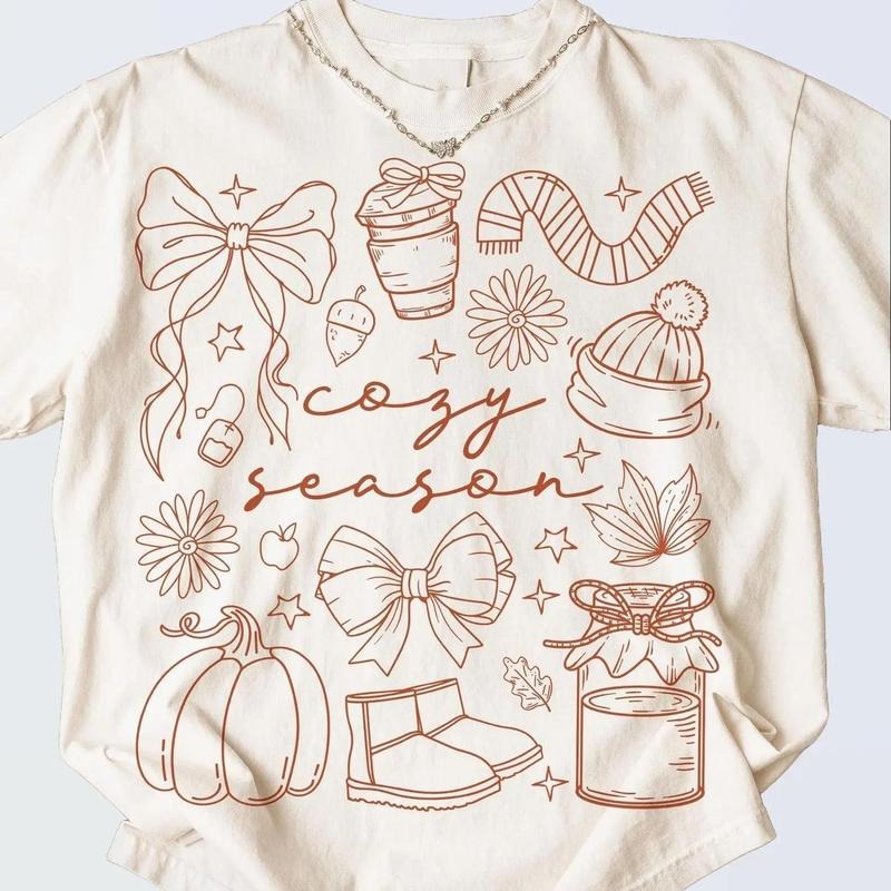 Retro Cozy Season Fall Vibes Pumpkin Unisex Style Shirt, Autumn Season Simple Things Graphic Printed Tee, Autumn Gift for...