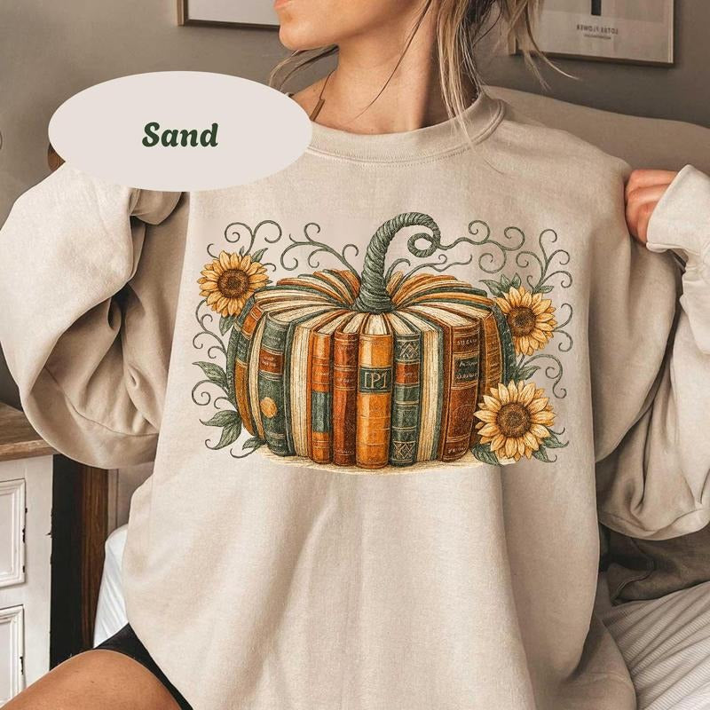 Retro Fall Book Pumpkin Shirt: Halloween Teacher Shirt, Retro Reading Halloween Tee, Fall Tee, Book Club, Halloween 37OZ8...
